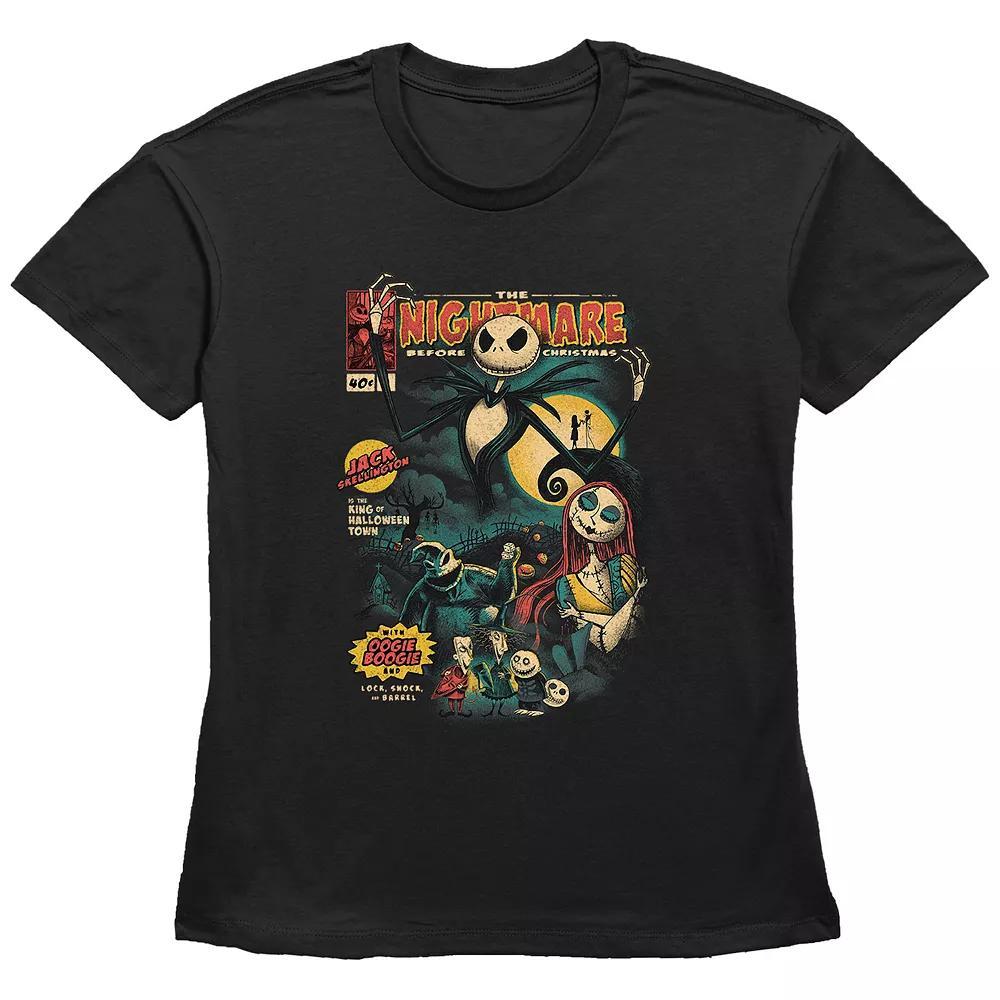 Disney's The Nightmare Before Christmas Juniors' Graphic Novel Cover Graphic Tee, Women's,  Product Image