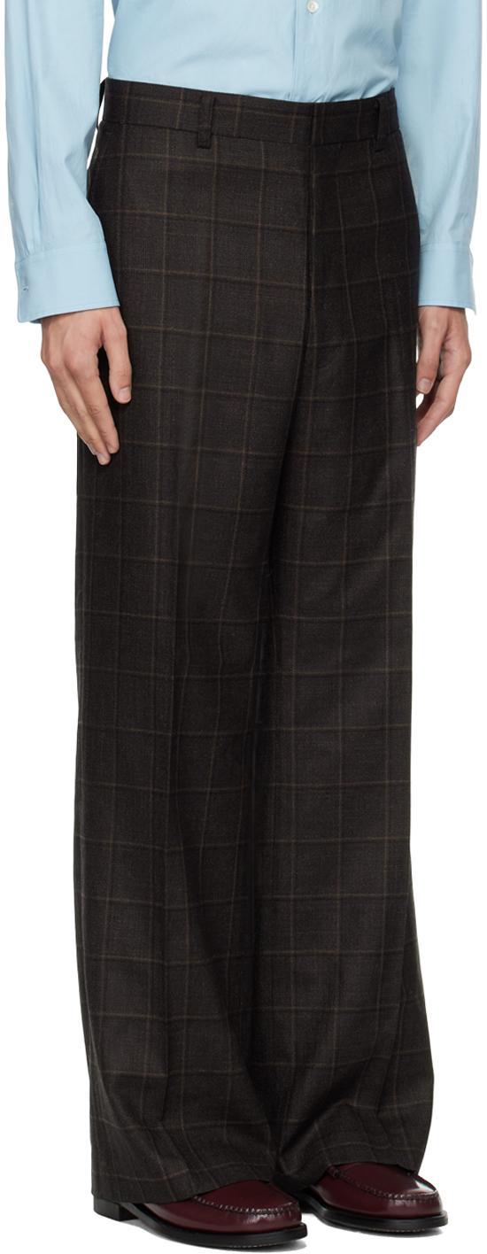 JUNYA WATANABE Brown Silk & Wool Trousers In Dark Brown Product Image