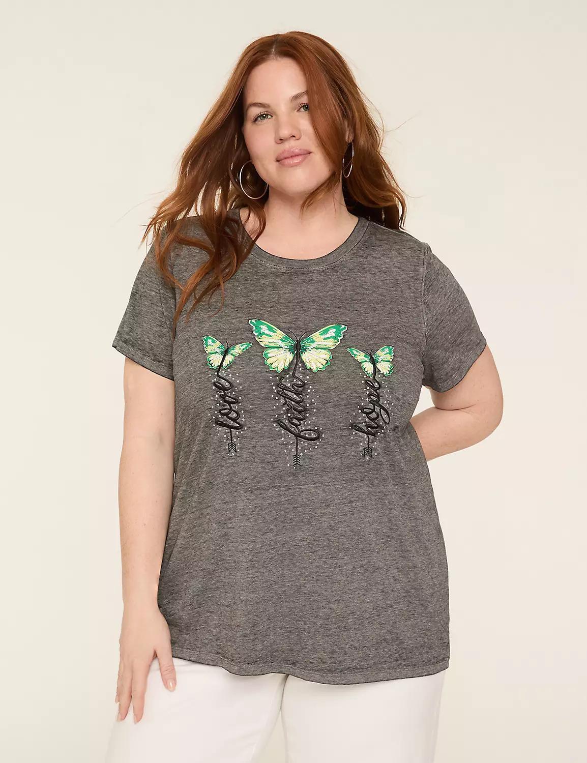 Embellished Love Faith Hope Dolman-Sleeve Graphic Tee Product Image