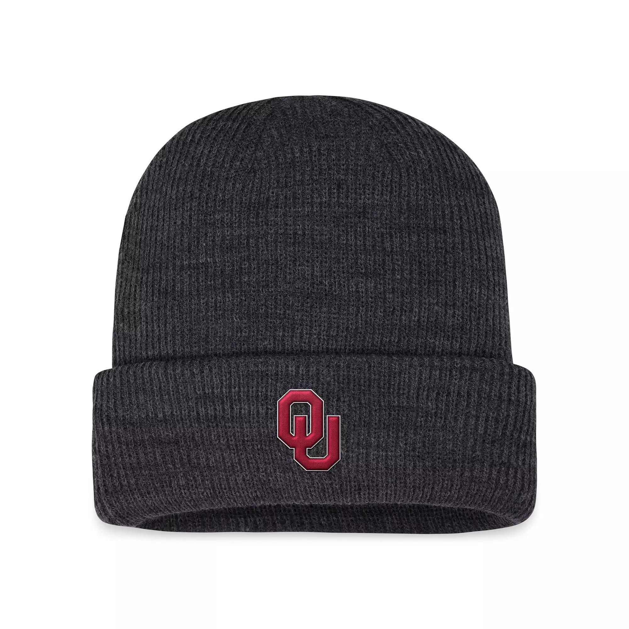 Mens Top of the World Charcoal Oklahoma Sooners Sheer Cuffed Knit Hat Product Image