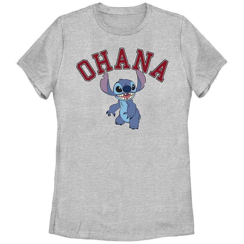 Disney's Lilo & Stitch Women's Ohana Varsity Stitch Tee, Girl's, Size: Small, Athletic Grey Product Image