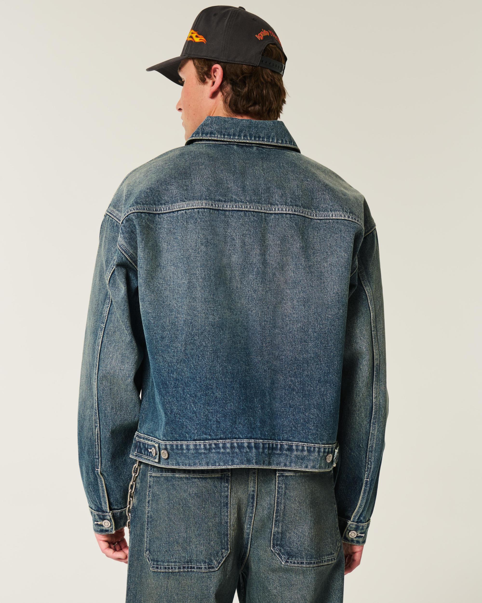 Washed Black Denim Trucker Jacket Product Image