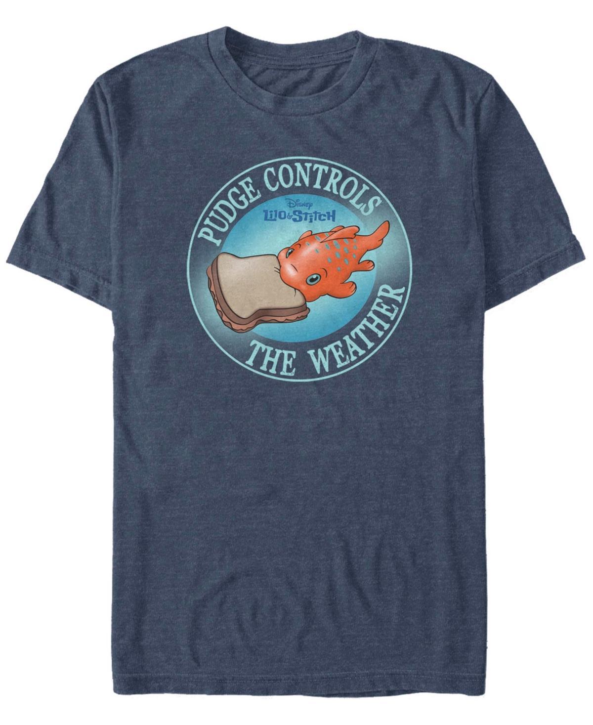 Disneys Lilo & Stitch Pudge Controls The Weather Mens Tee Navy Grey Product Image