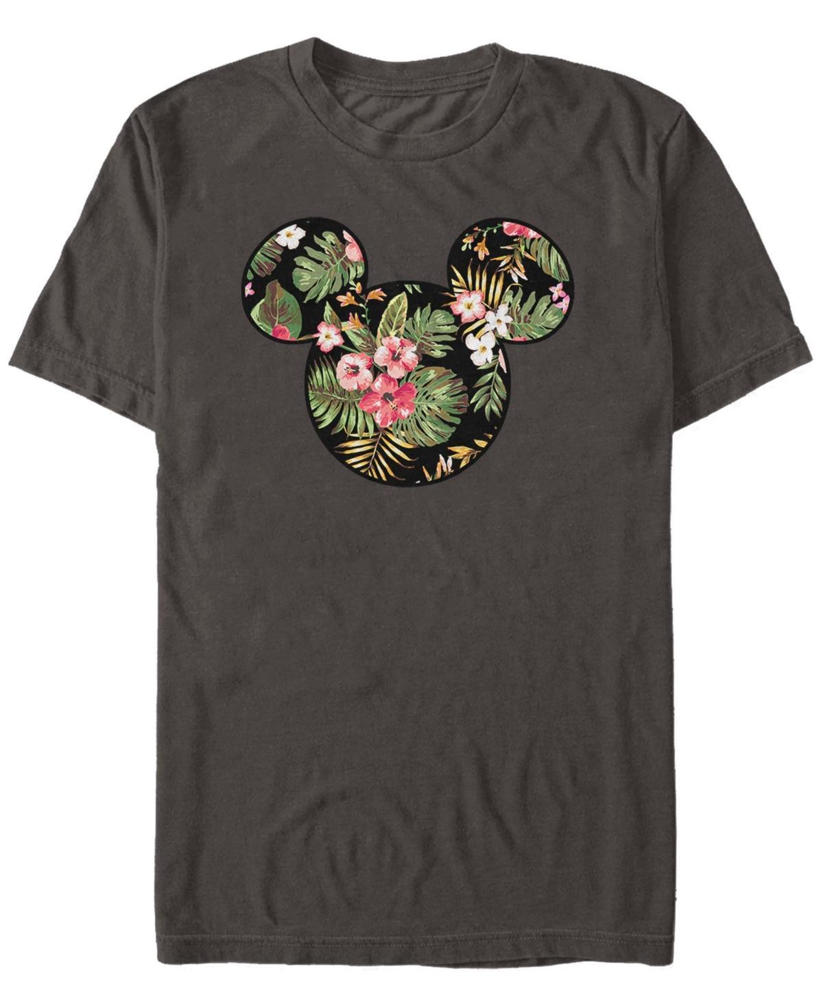 Disneys Mickey Classic Floral Mickey Big Face Mens Graphic Tee Grey Product Image