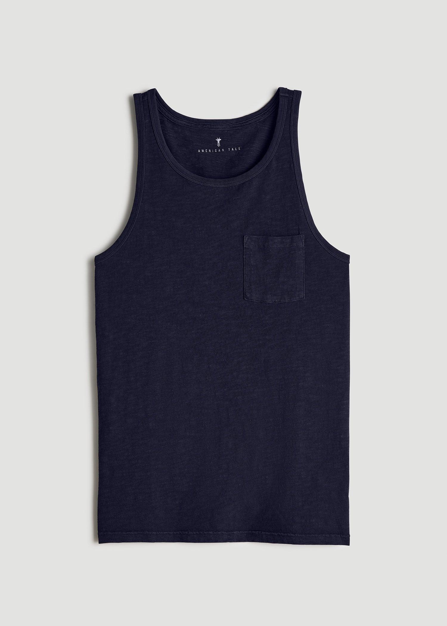 Garment Dyed Slub Pocket Tall Men's Tank Top in Evening Blue Product Image