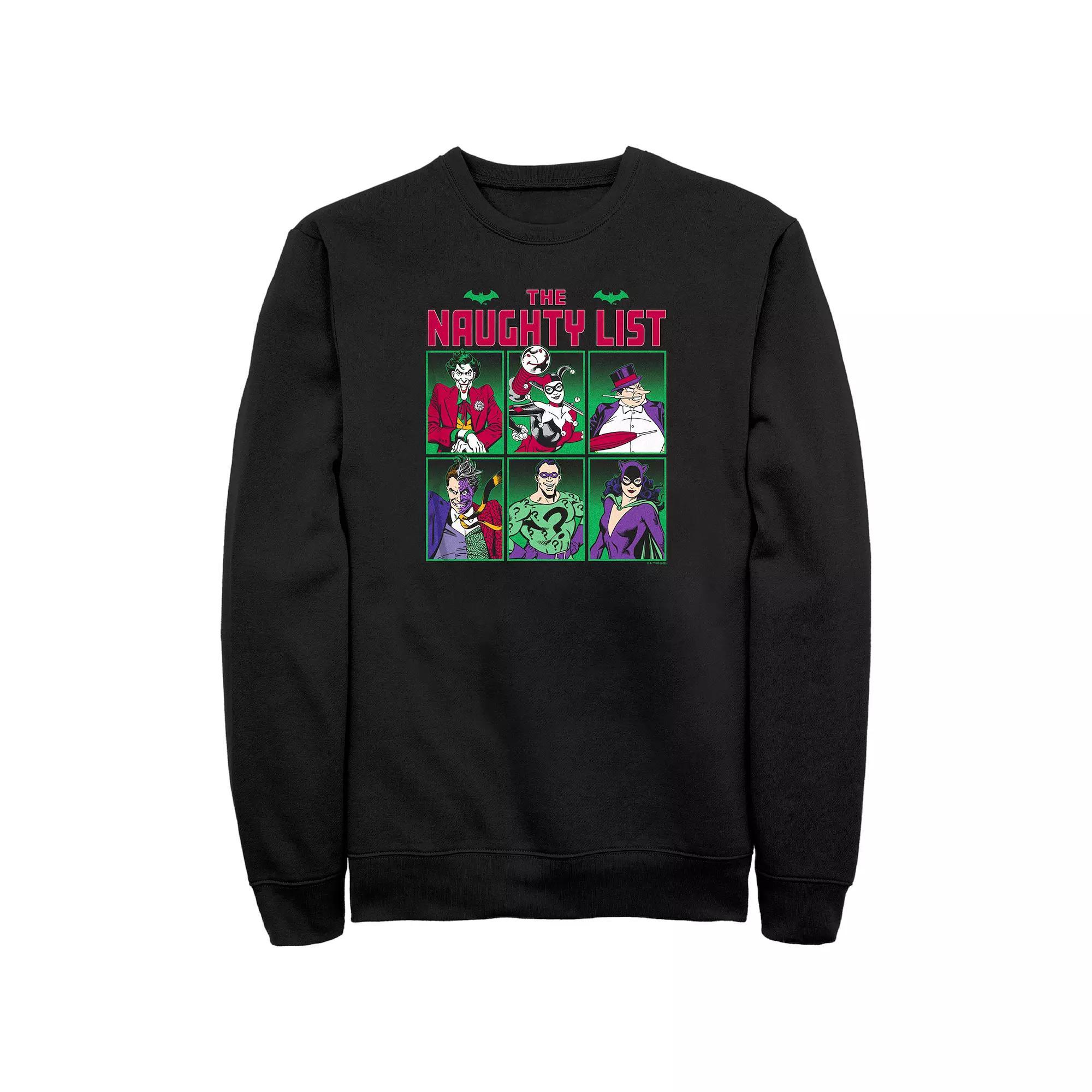 Men's Batman Gotham Naughty List Graphic Fleece, Size: XL, Black Product Image