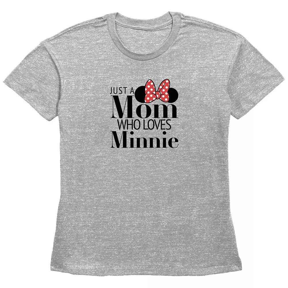 Disney Minnie Mouse Women's Just A Mom Who Loves Minnie Basic Fit Graphic Tee, Size: Medium, Grey Gray Product Image