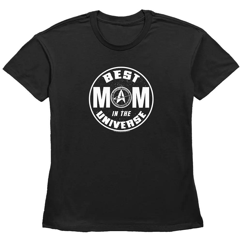Women's Star Trek Best Mom In The Universe Basic Fit Graphic Tee, Size: XS, Black Product Image