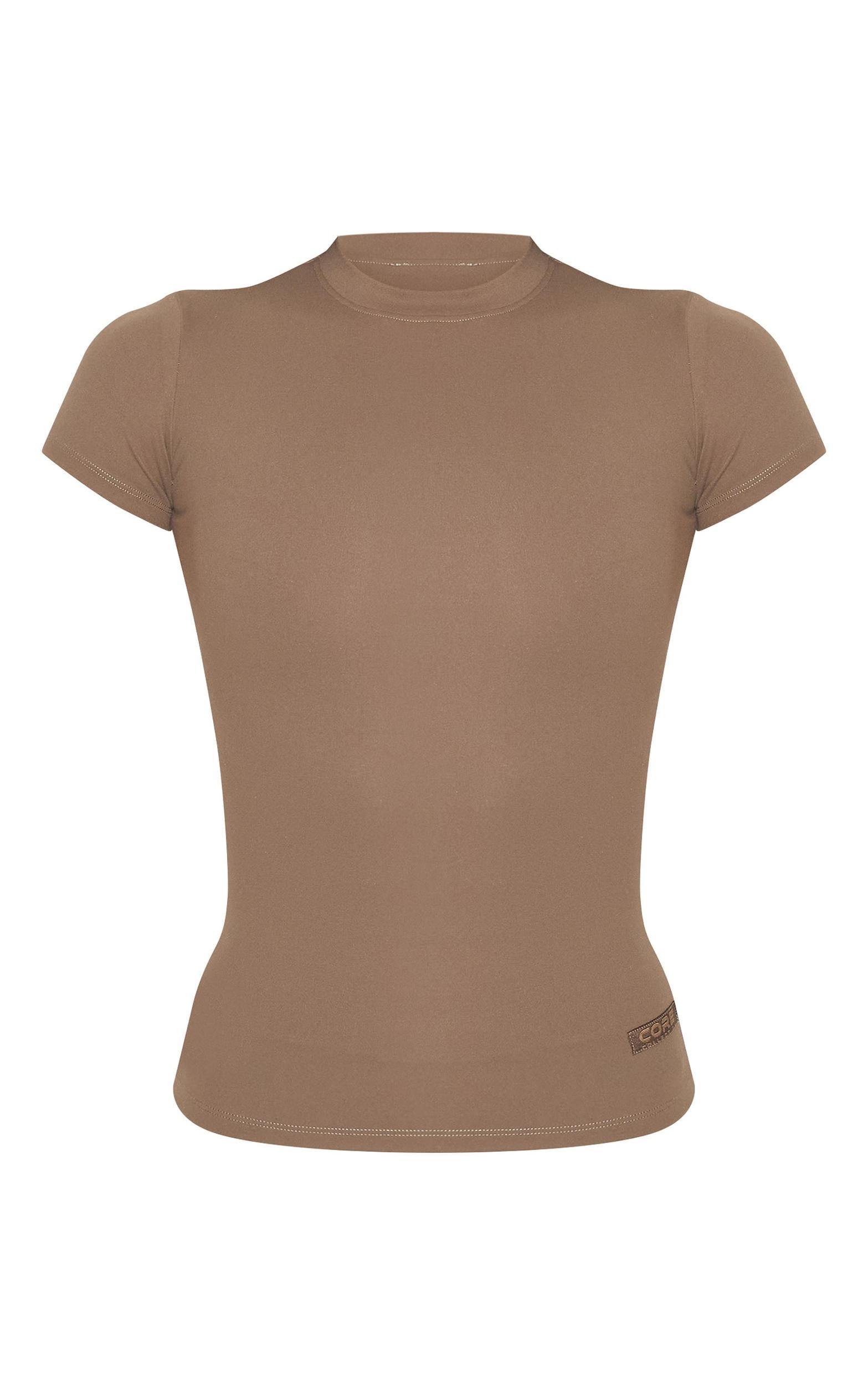 Tall Mocha Core Collection Tab Snatched Sculpt Short Sleeve T Shirt Product Image
