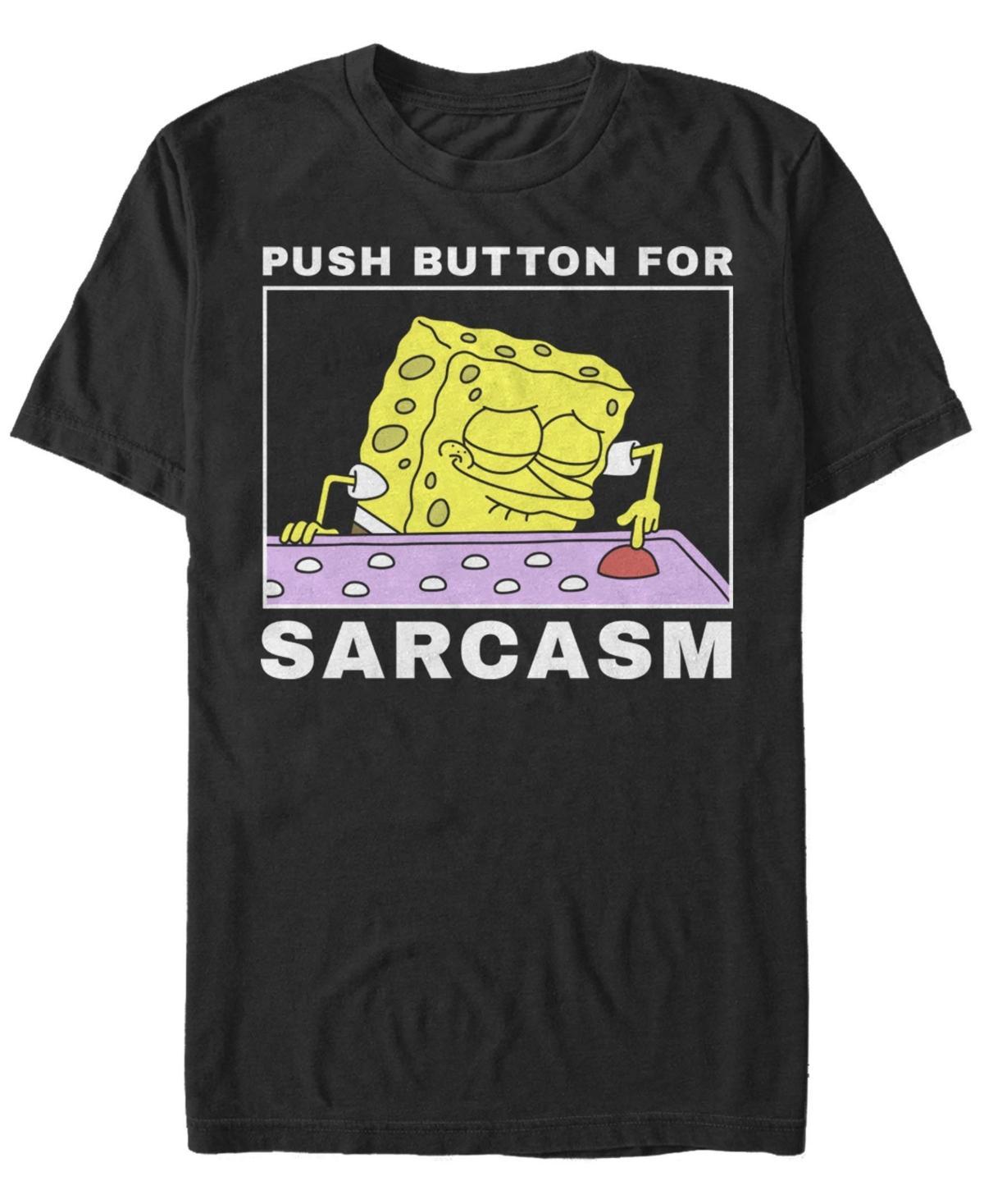 Men's SpongeBob SquarePants Push Button For Sarcasm Tee, Size: Medium, Black Product Image