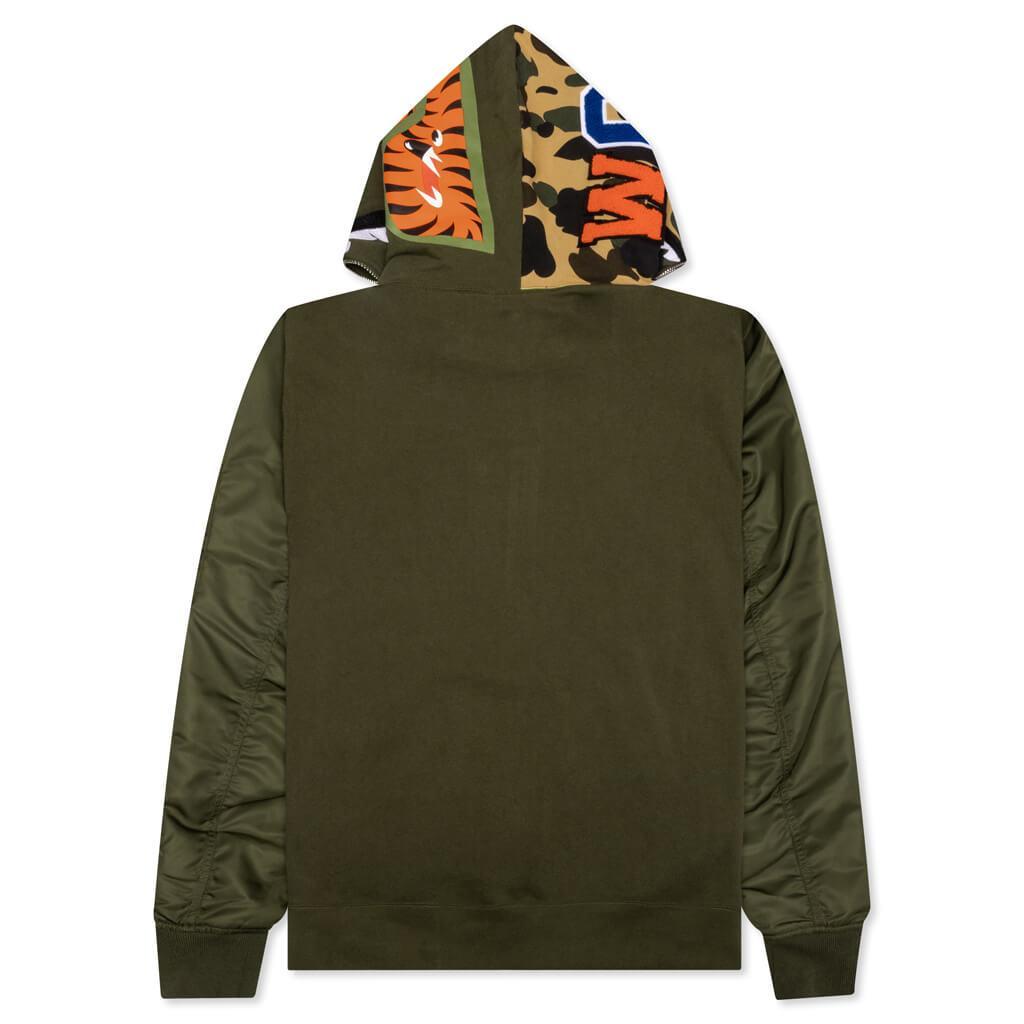 Military Shark Relaxed Fit Full Zip Hoodie - Olive Drab Male Product Image