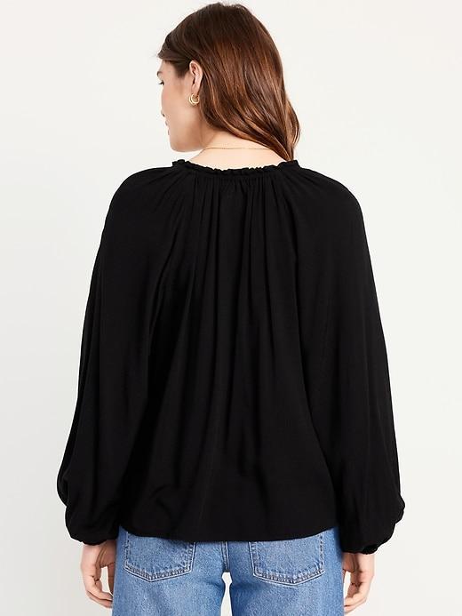 Ruffled Split-Neck Top Product Image