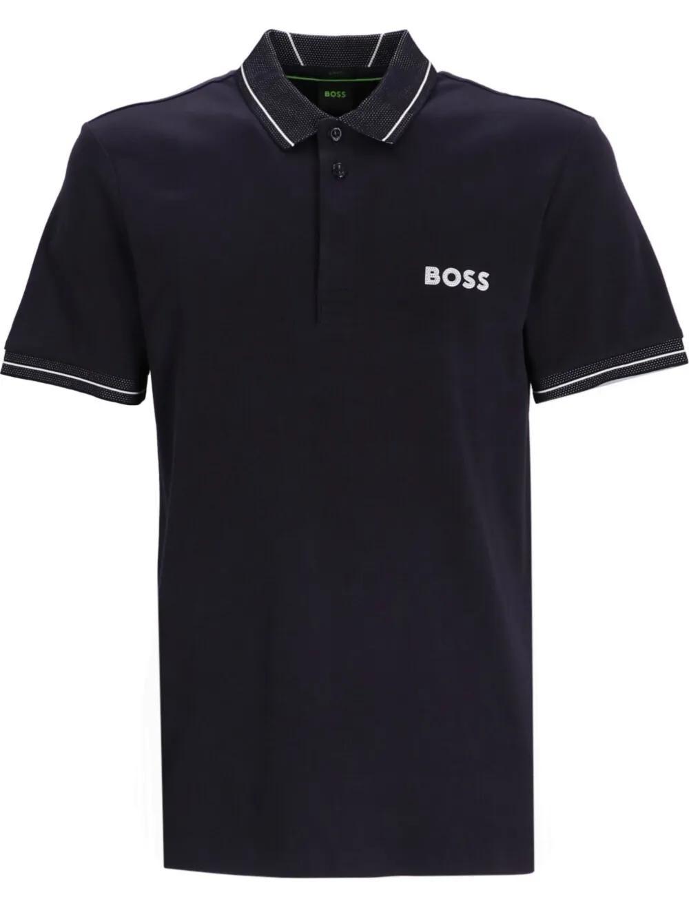 HUGO BOSS Paule 1 Stripe-trim Polo Shirt In Blue Product Image