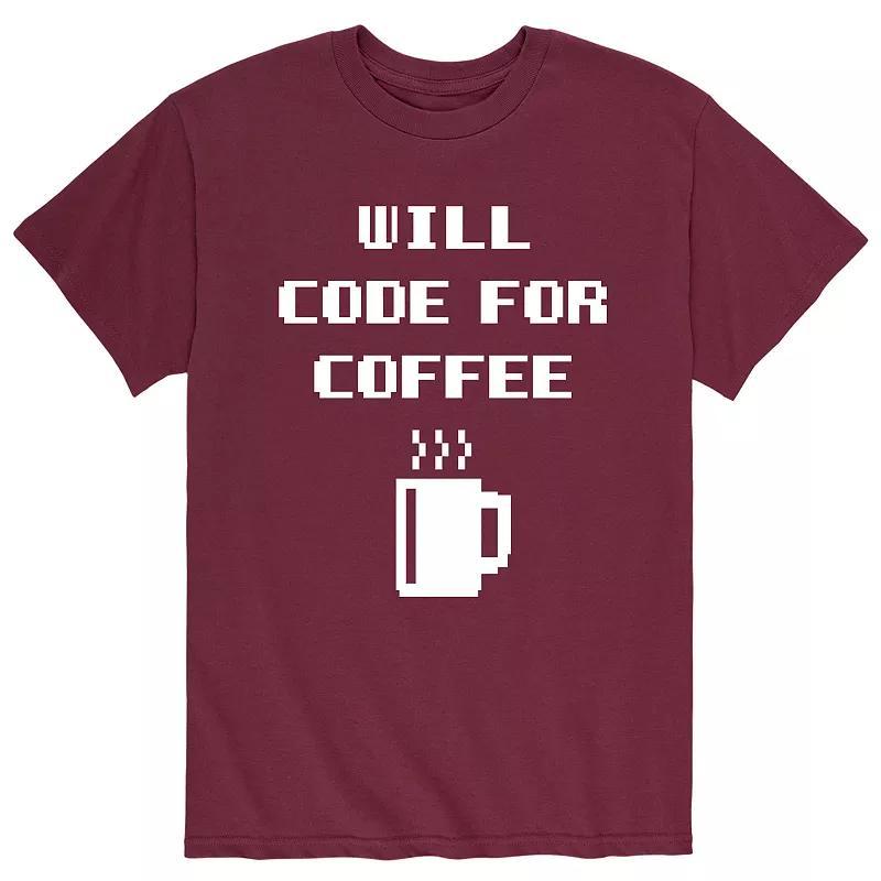 Men's Will Code For Coffee Tee, Size: Small, Red Product Image