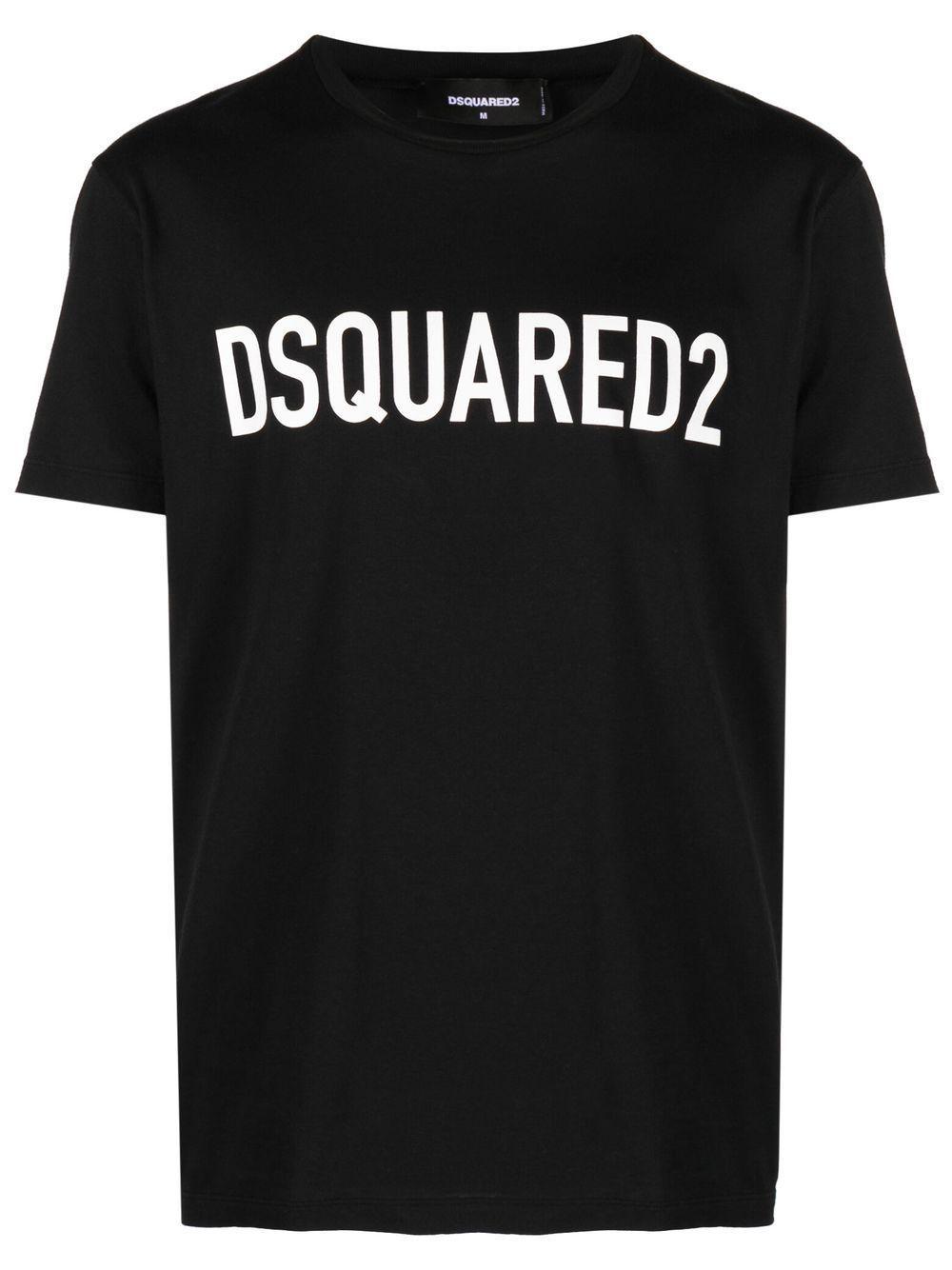 DSQUARED2 Mens Black Brand-print Crewneck Regular-fit Cotton-jersey T-shirt Product Image