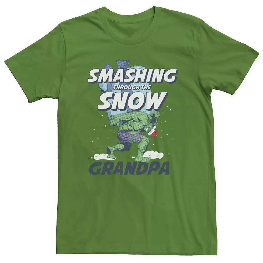 Men's Marvel Hulk Smashing Through The Snow Grandpa Portrait Tee, Size: Large, Kelly Product Image