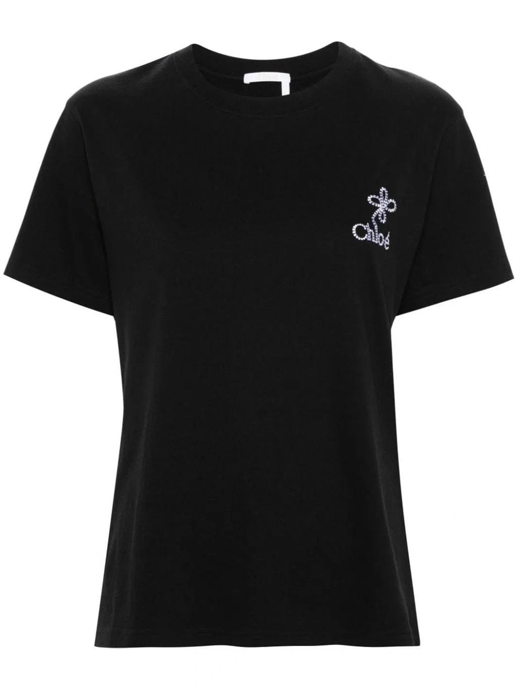 Contrast Embroidered Logo T-shirt With Contrasting In Black Product Image