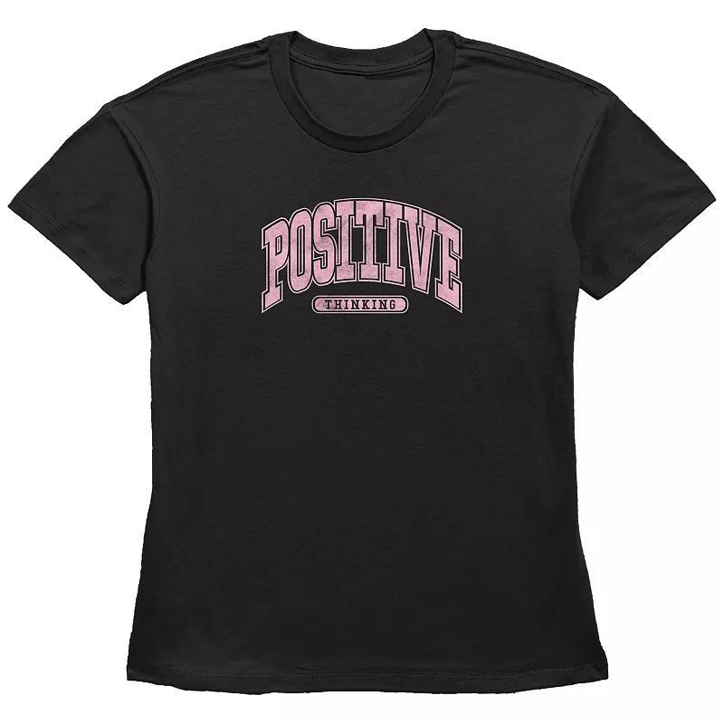 Women's Positive Thinking Basic Fit Graphic Tee, Girl's, Size: XL, Black Product Image