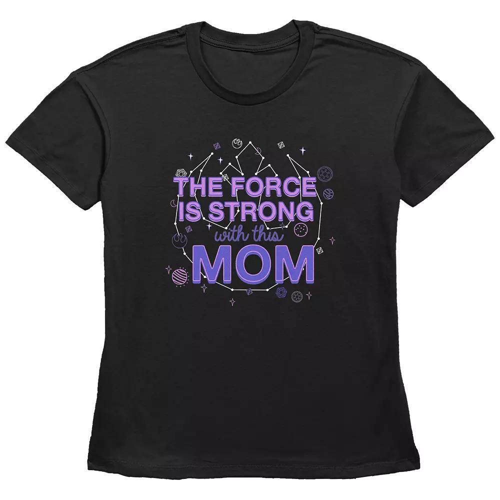 Women's Star Wars The Force Is Strong With This Mom Basic Fit Graphic Tee,  Product Image