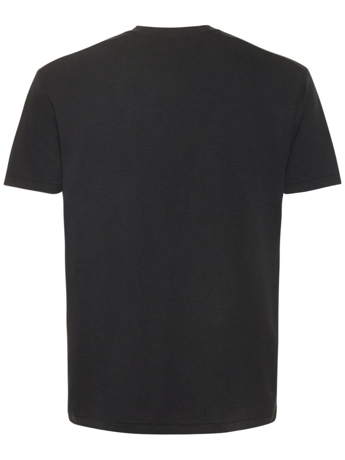TOM FORD Black Basic Crewneck T-shirt With Tonal Stitching In Cotton Blend Man Product Image