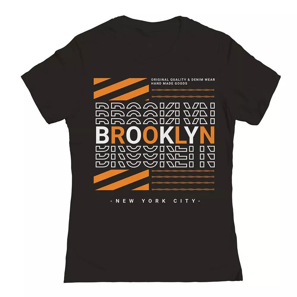 Junior's Brooklyn Repeat Orange Graphic Tee, Women's, Size: Large, Black Product Image