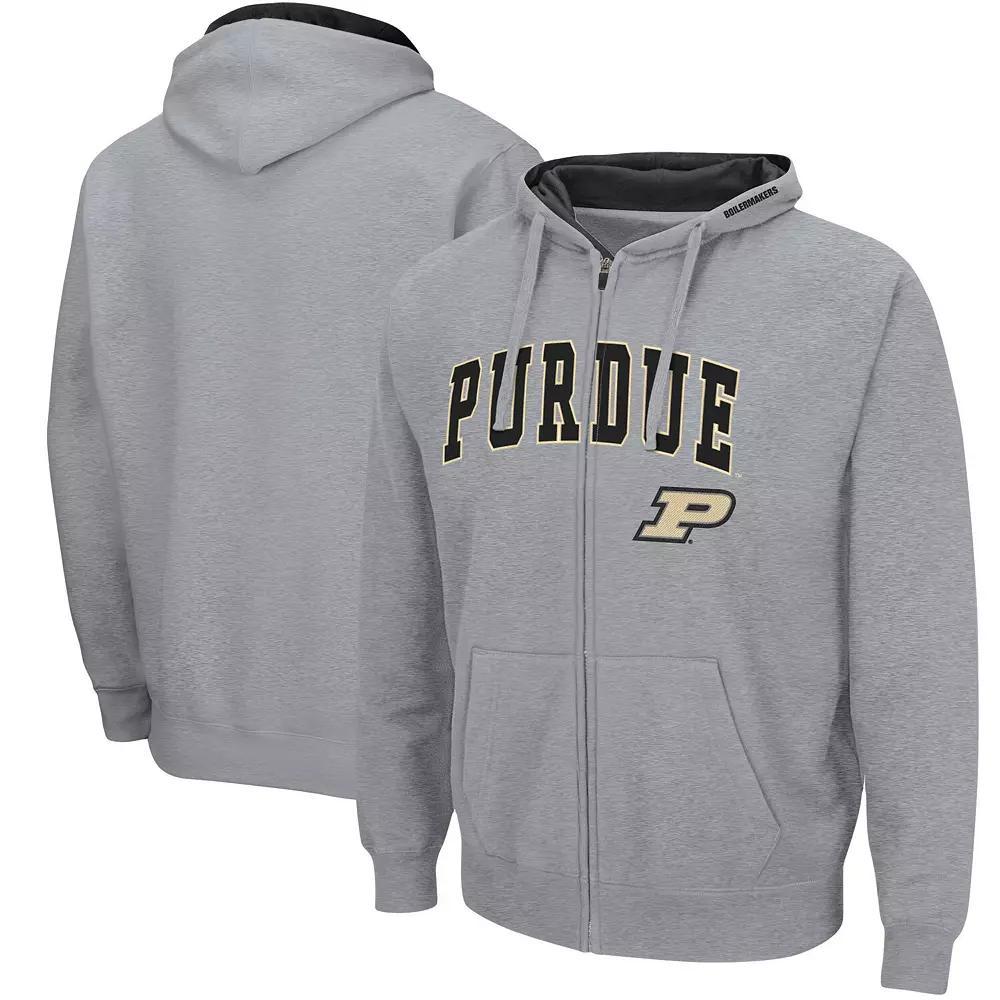 Men's Colosseum Heathered Gray Purdue Boilermakers Arch & Logo 3.0 Full-Zip Hoodie,  Product Image