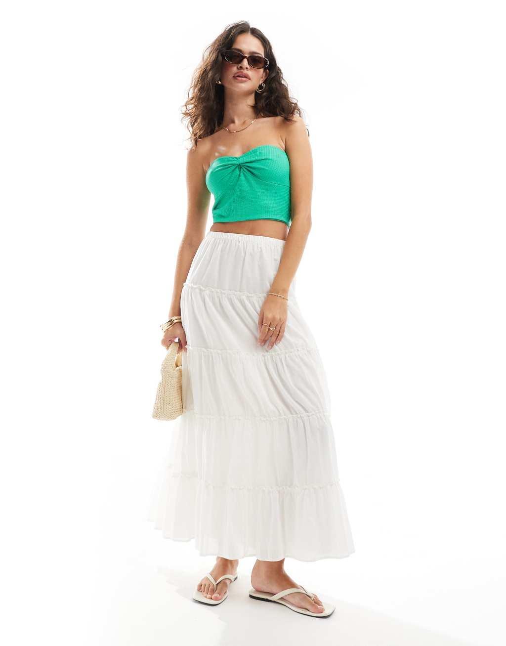 ASOS DESIGN bandeau crop top with twist bust in green Product Image