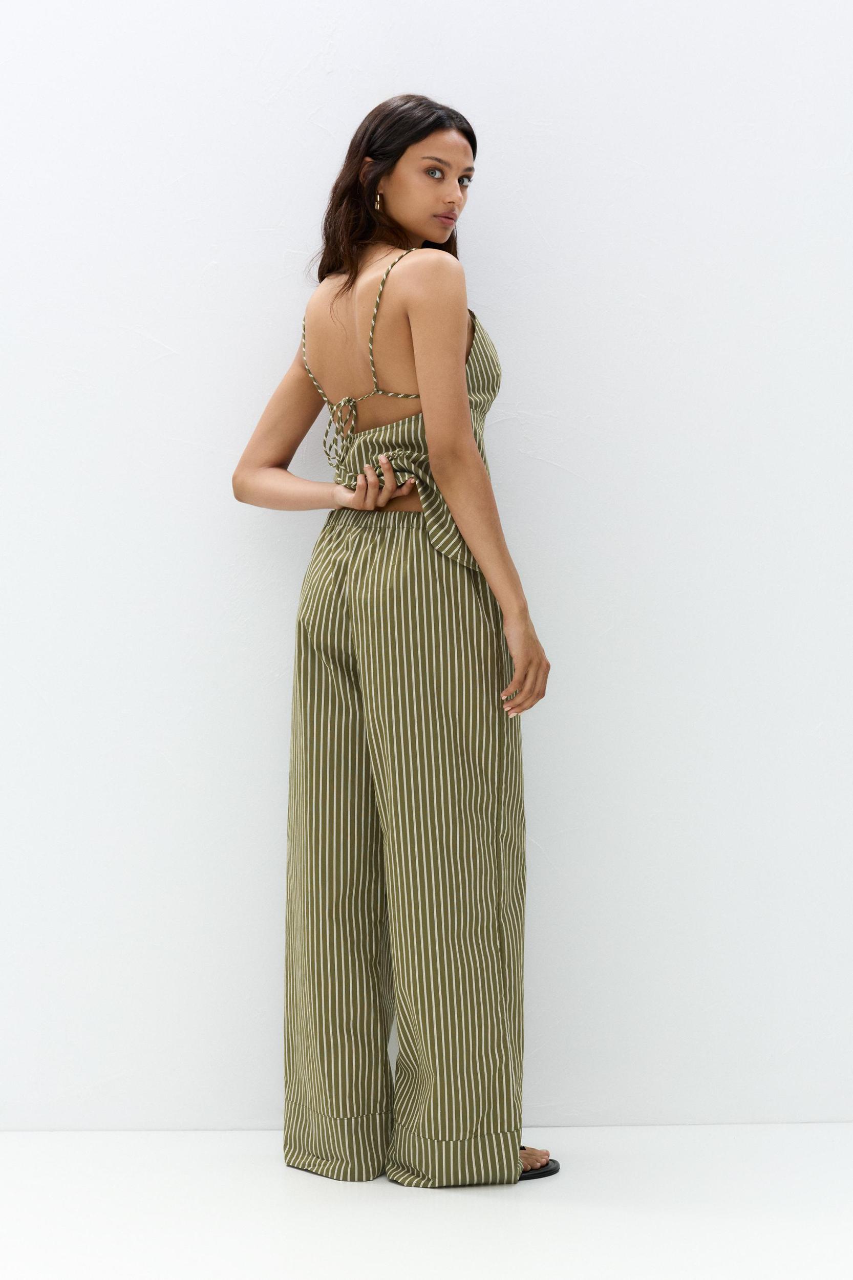 Striped pajama-style pants Product Image