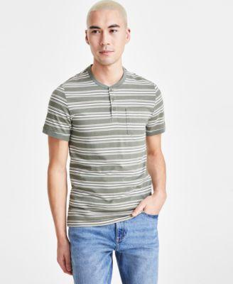 Sun + Stone Mens Marco Short Sleeve Striped Henley, Created for Macys Product Image