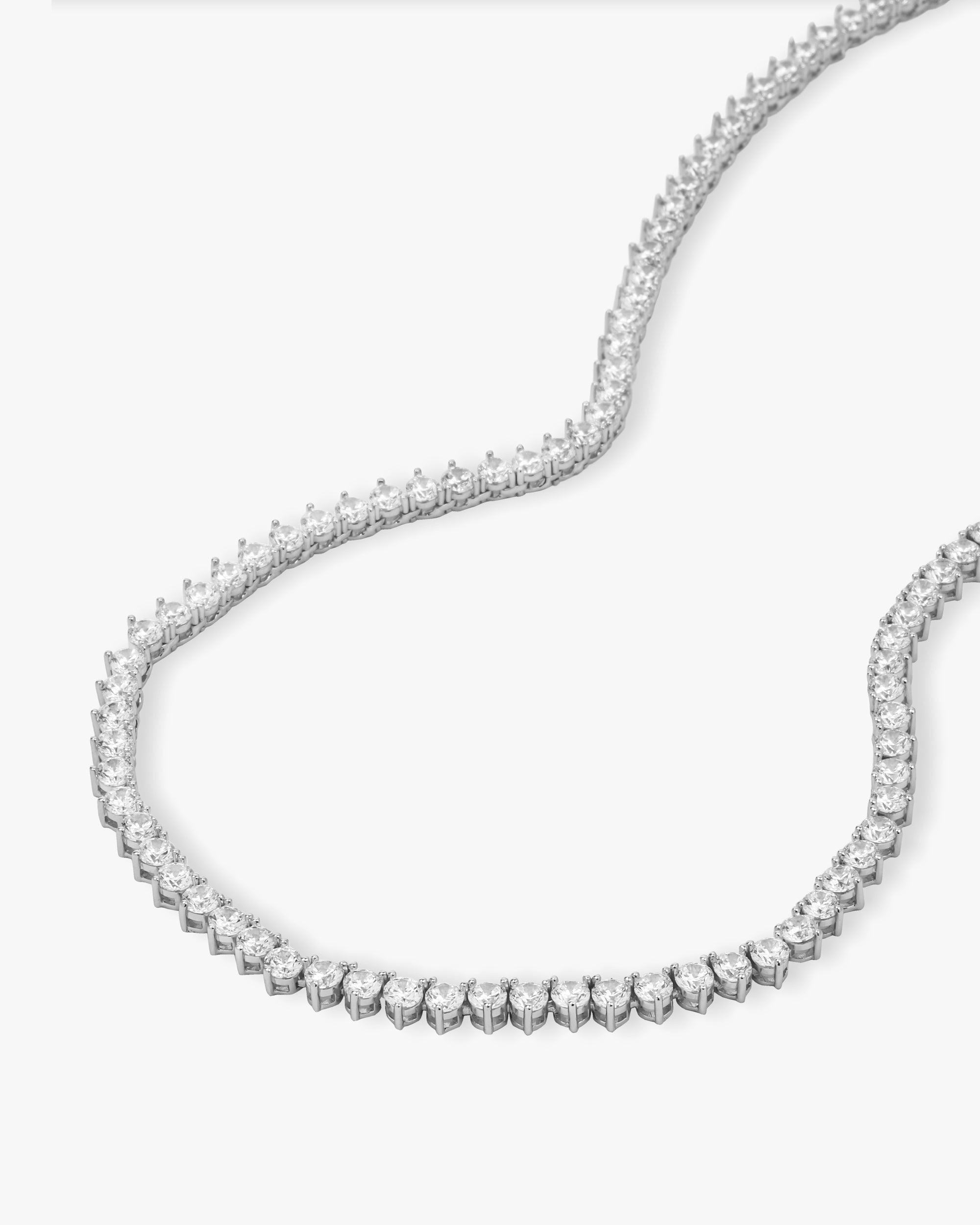 Mama Not Your Basic Tennis Necklace 16" - Silver|White Diamondettes Product Image