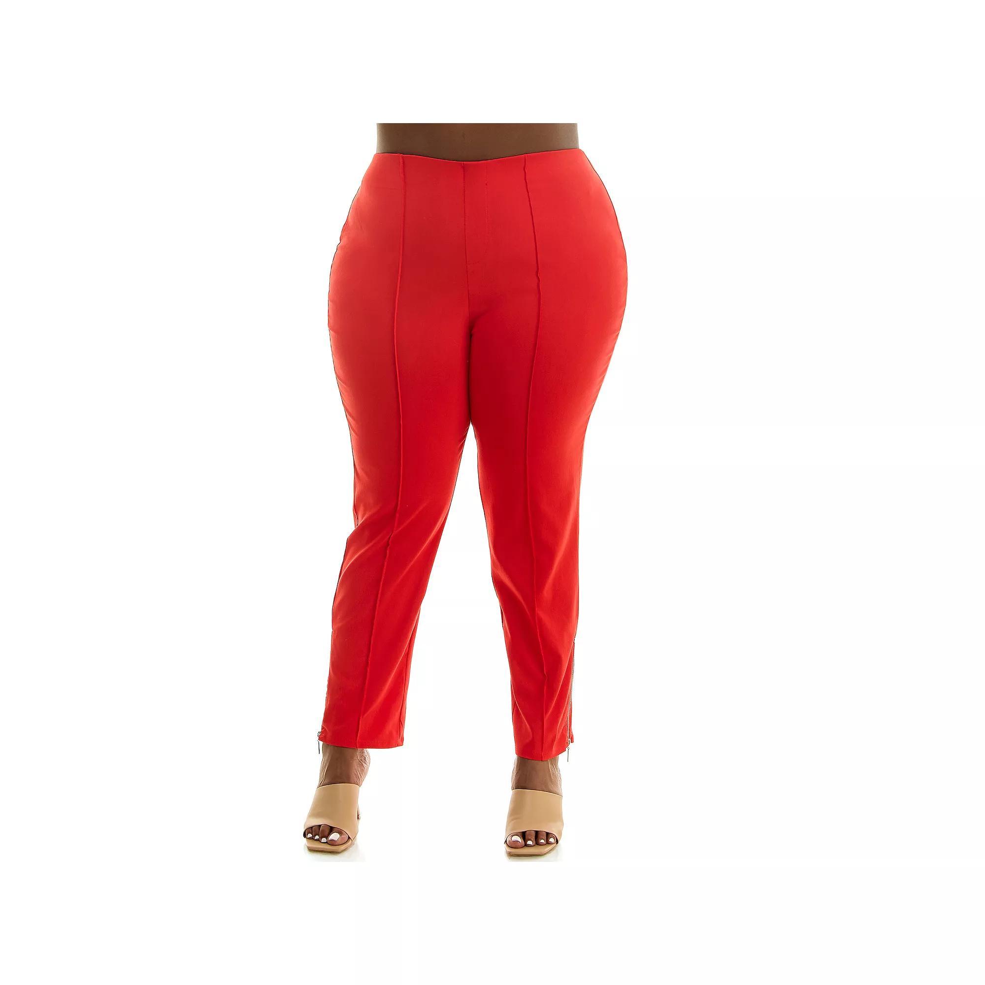 Plus Size Nina Leonard Elastic Ankle Pants, Women's, Size: 1XL, Candy Apple Product Image