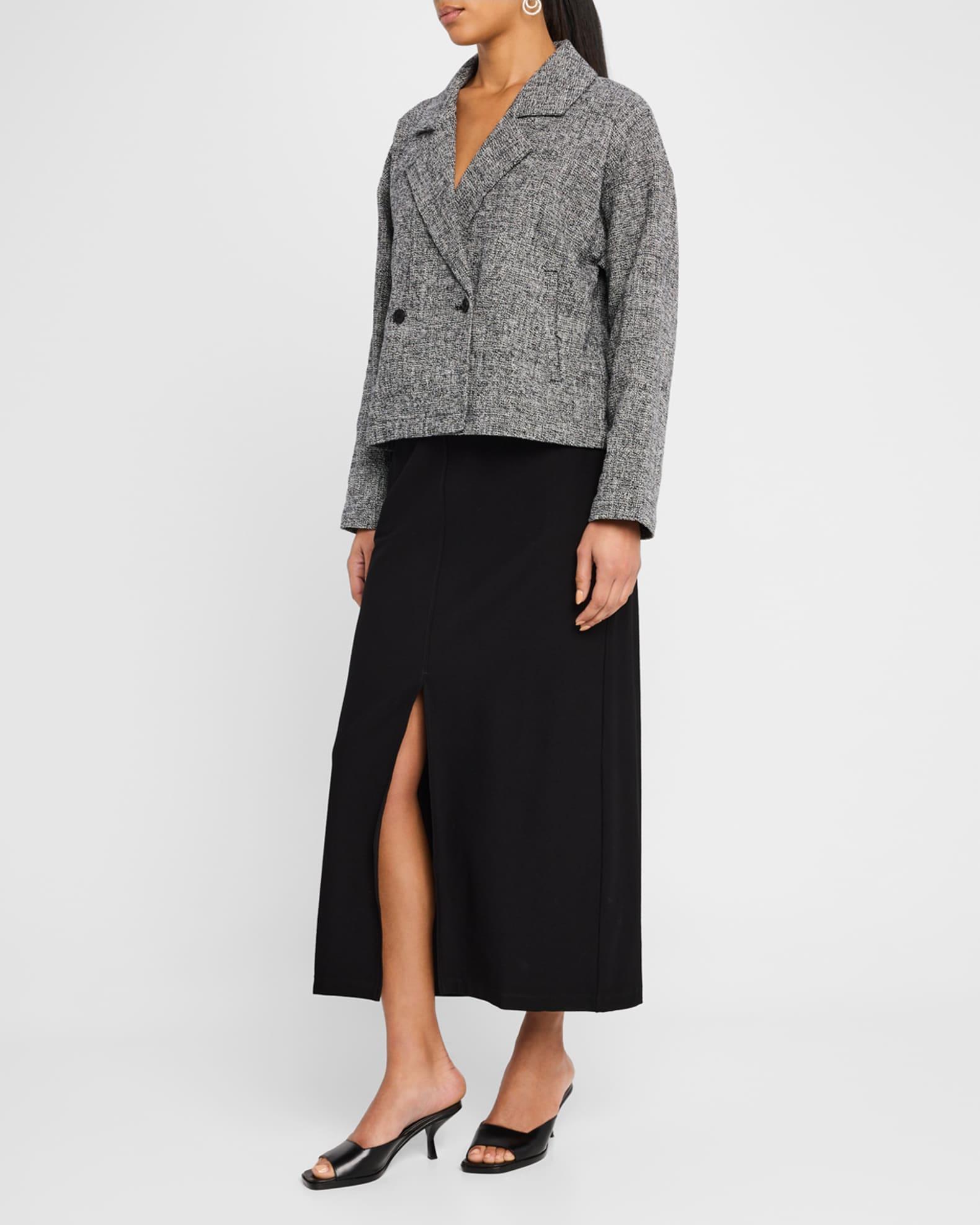 Front-Slit Washable Stretch Crepe Midi Skirt Product Image