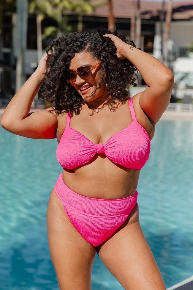 Coastal Kiss Hot Pink High Waisted Bikini Bottoms FINAL SALE Product Image