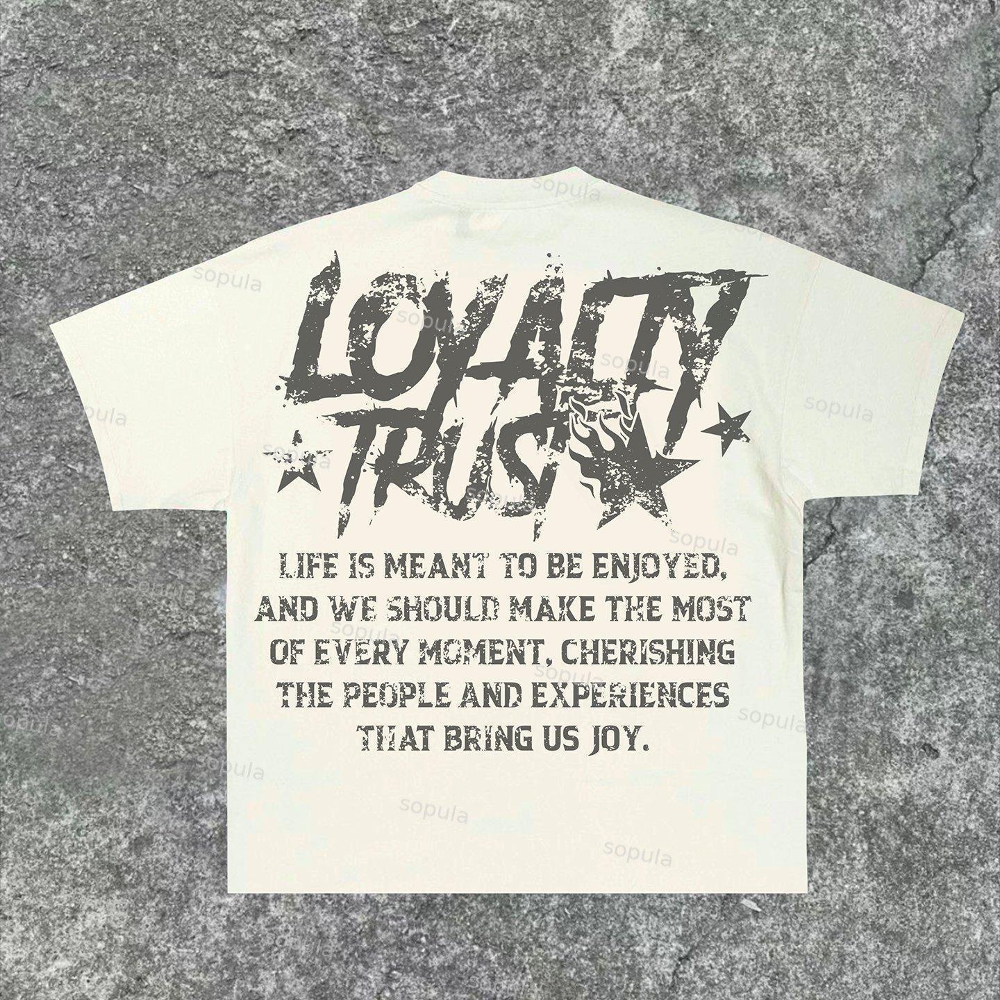 Sopula Trend Street Text Typesetting Print Cotton T-Shirt Product Image