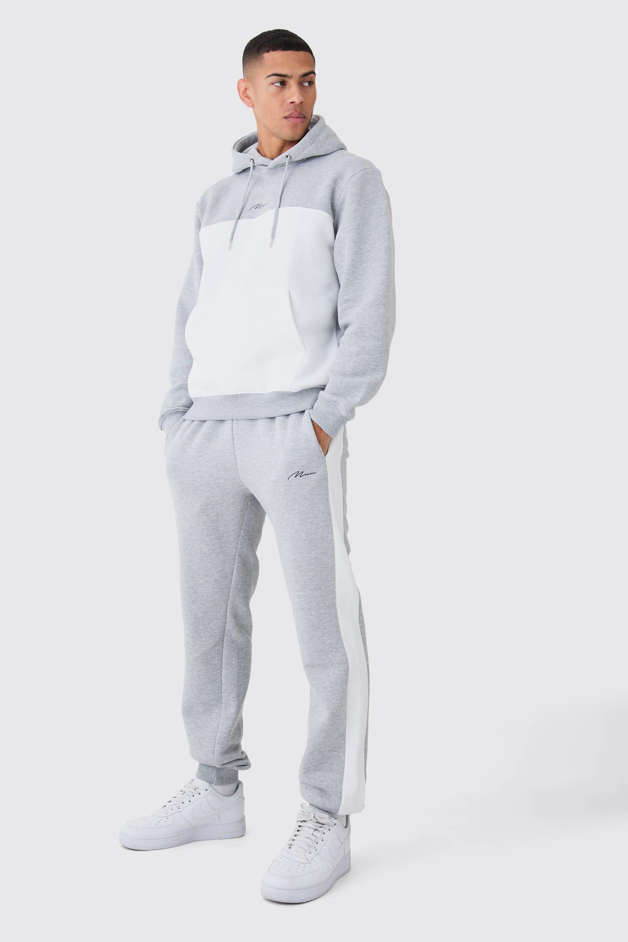 Regular Fit Man Signature Colour Block Hooded Tracksuit | boohooMAN USA Product Image