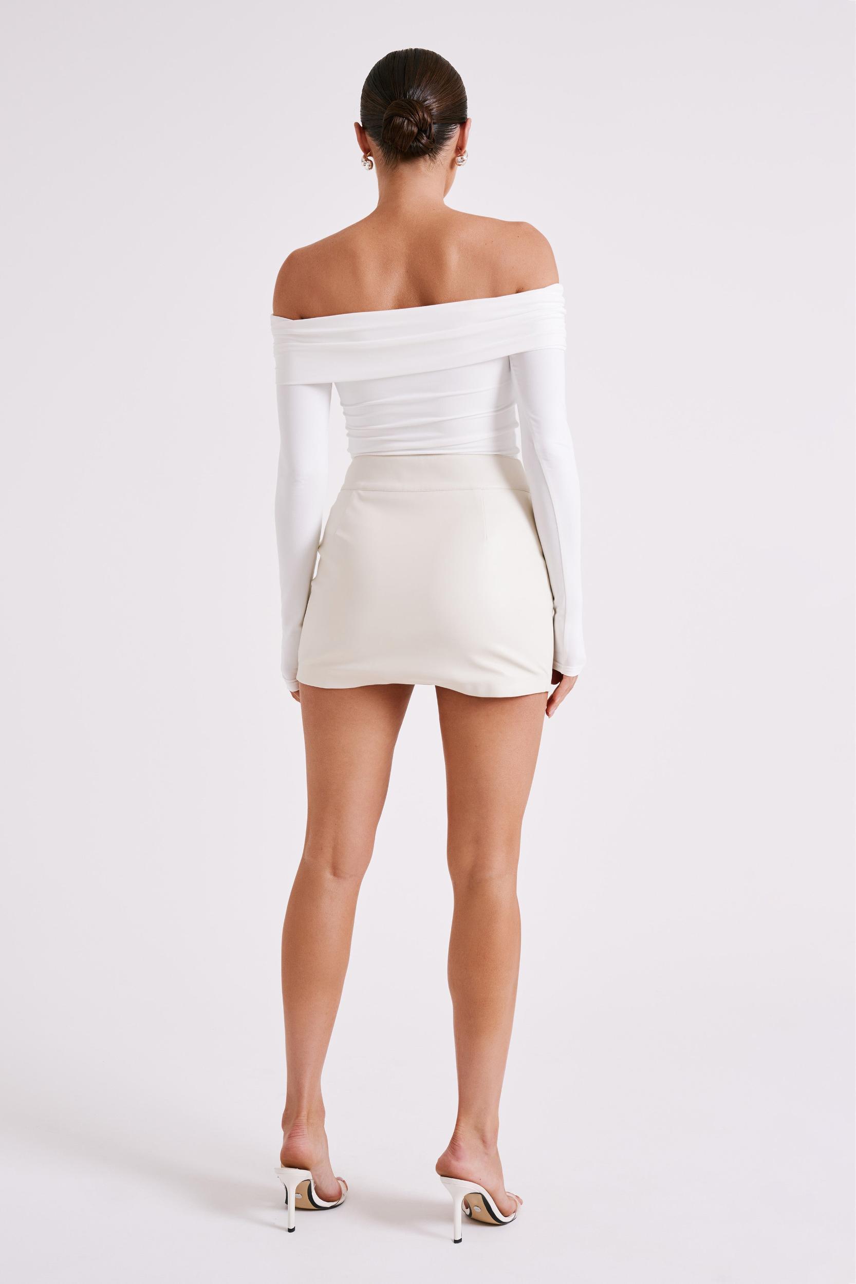 Lucinda Recycled Nylon Off Shoulder Top - White Product Image