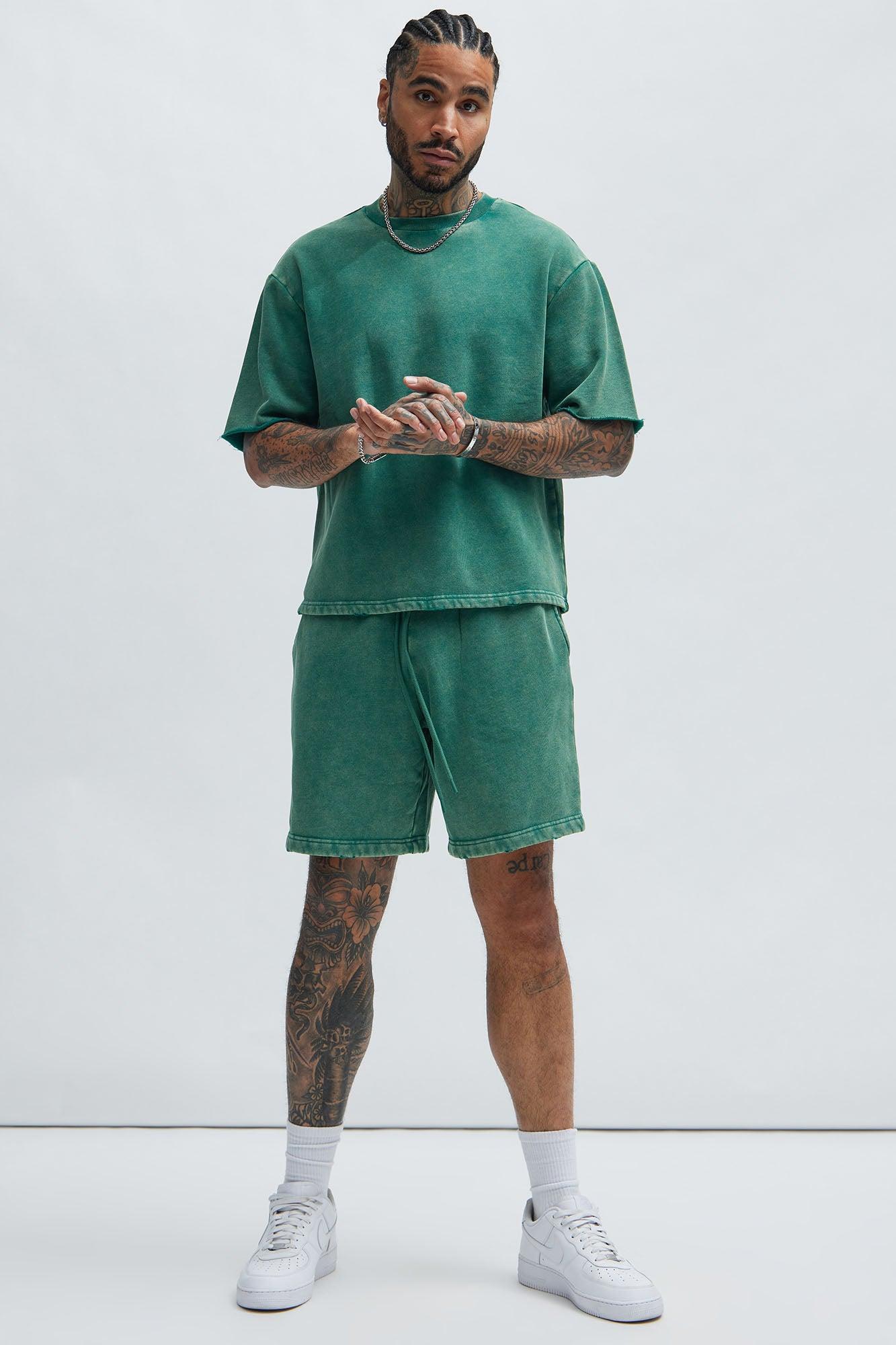 Tyson Heavy Wash Relaxed Shorts - Green Product Image