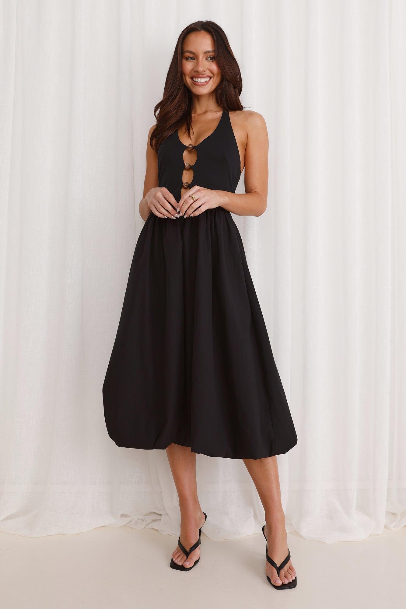 Beachside Haven Halter Midi Dress Black Product Image