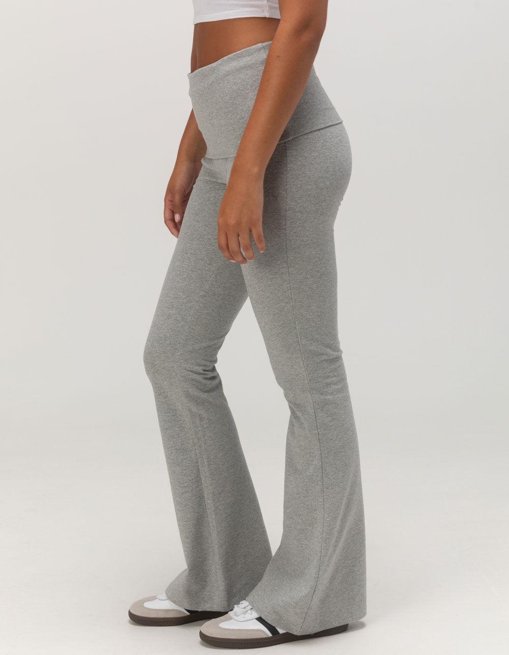 TILLYS Fold Over Flare Womens Leggings - HEATHER GRAY Product Image