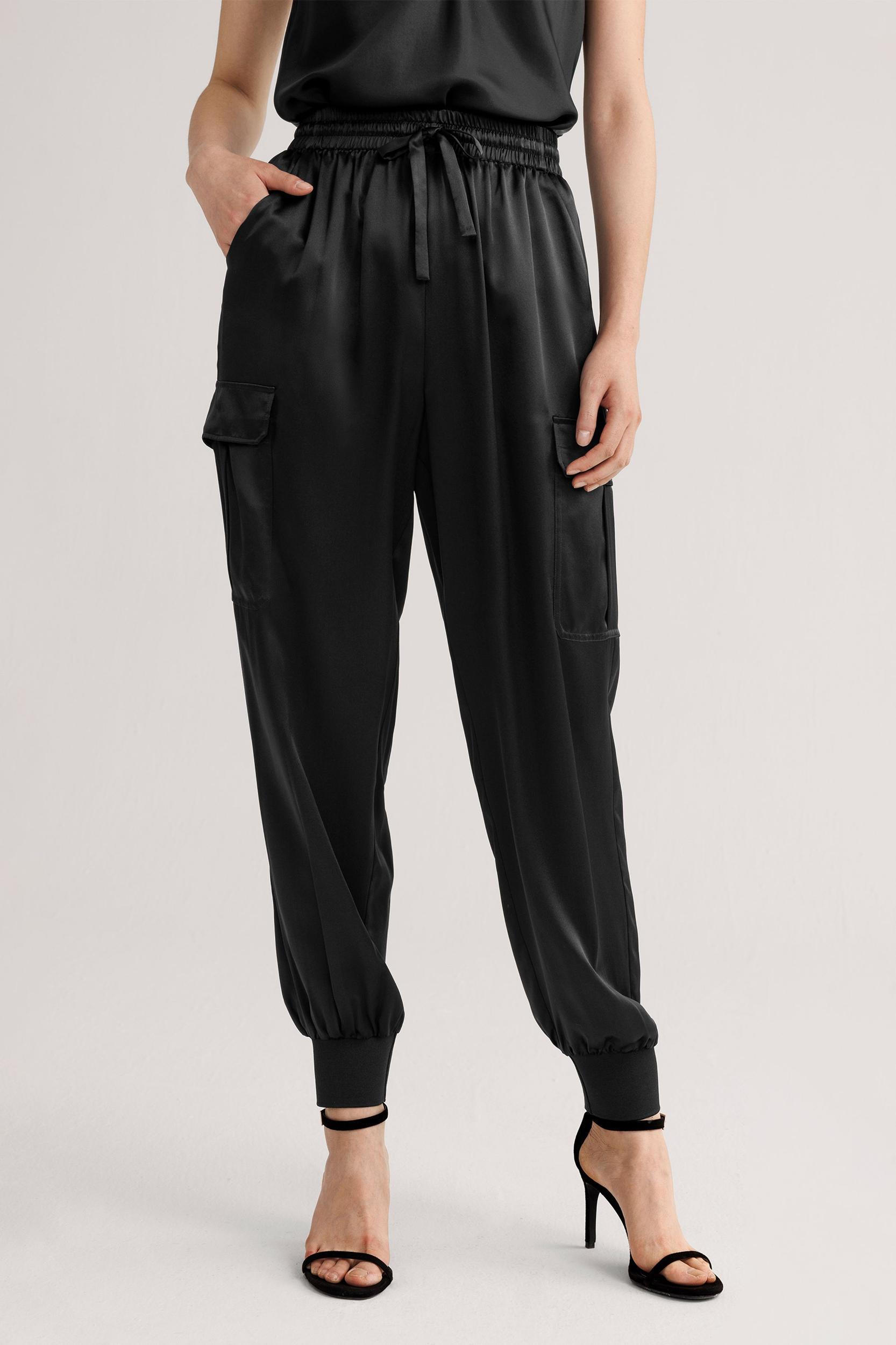 LILYSILK Silk Pants Women Black Sandwashed Silk Wrinkle-Resistant Comfort-Meets-Style Mid-Rise Stretchable Trouser Legs for Holiday 12 Product Image