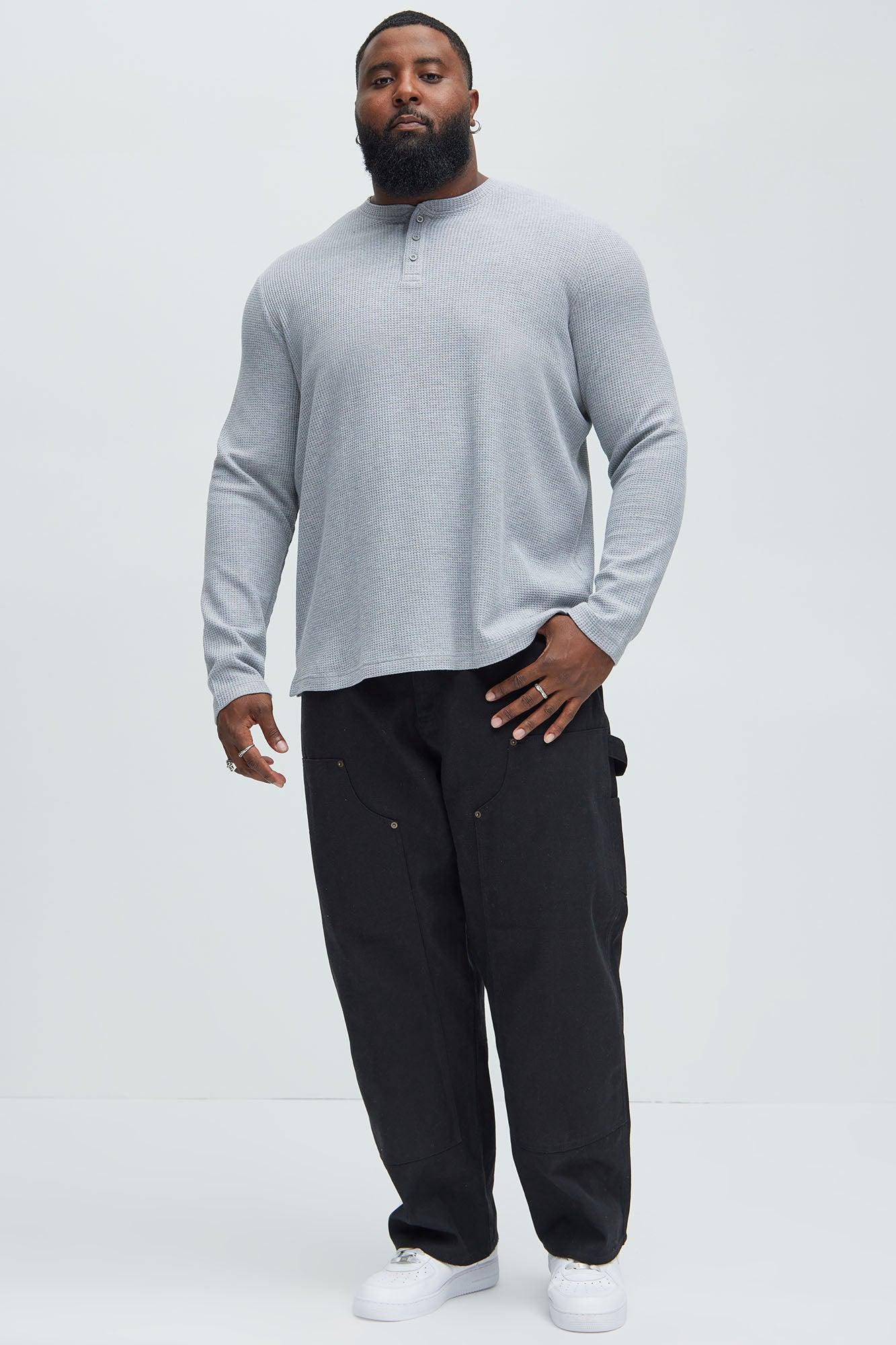 Wesley Long Sleeve Henley - Heather Grey Product Image