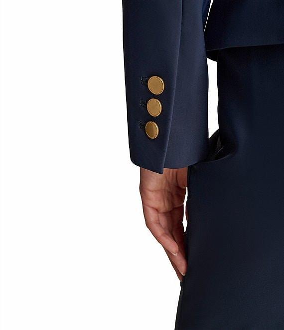 Donna Karan Collarless Gold Bar Hardware Snap Front Jacket Product Image