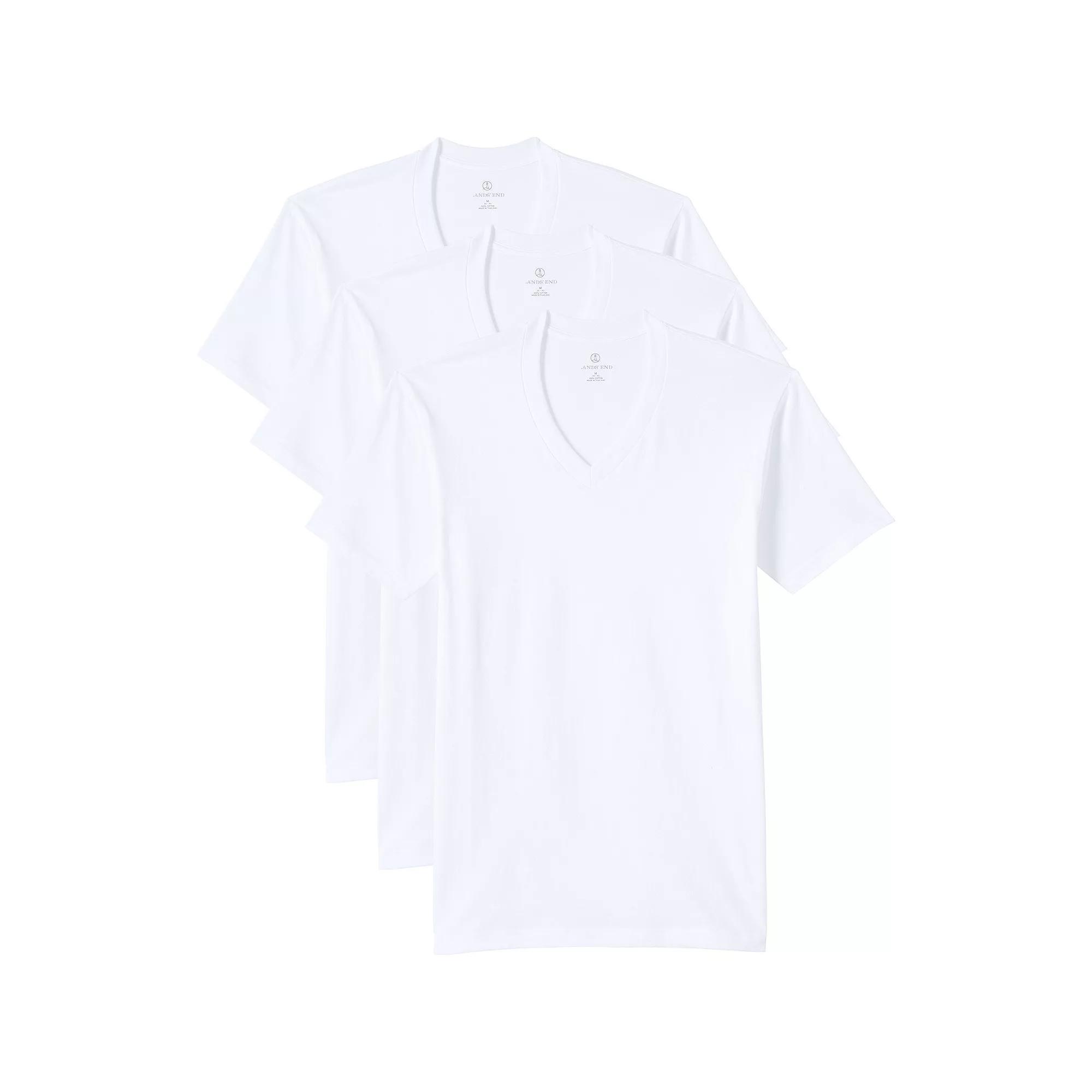 Men's Lands' End Premium Cotton V-Neck Tee - 3 Pack,  Product Image