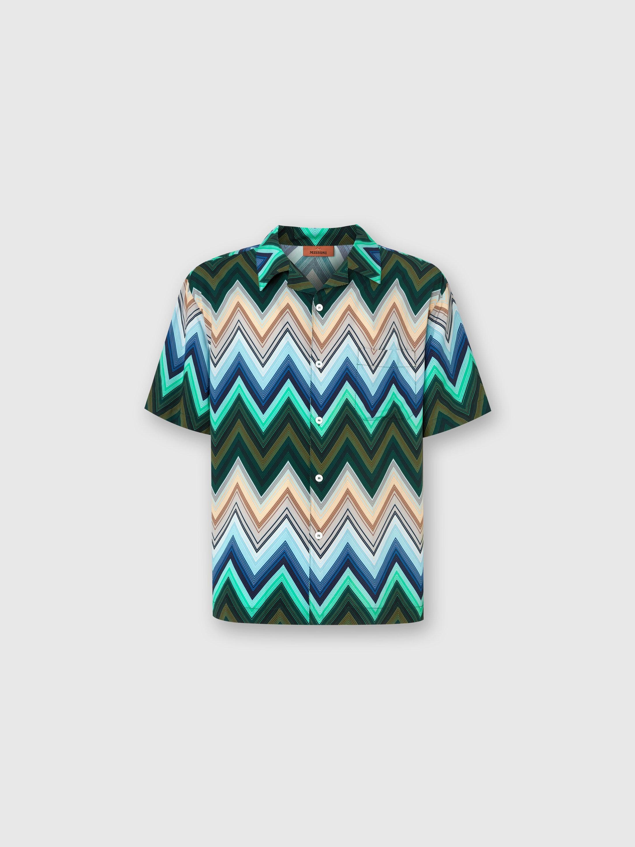 Viscose bowling shirt with macro zigzag and breast pocket Product Image