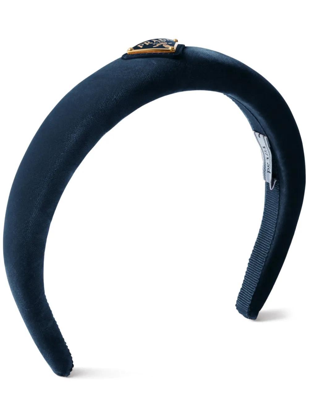 PRADA Velvet Headband In Blue Product Image