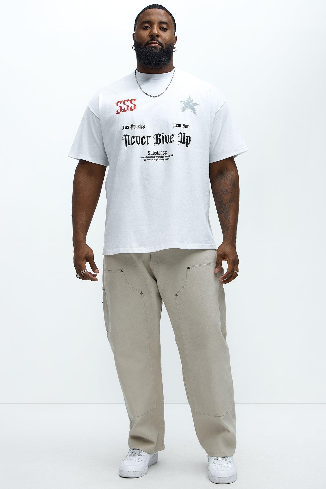 Never Give Up 555 Short Sleeve Tee - White Product Image