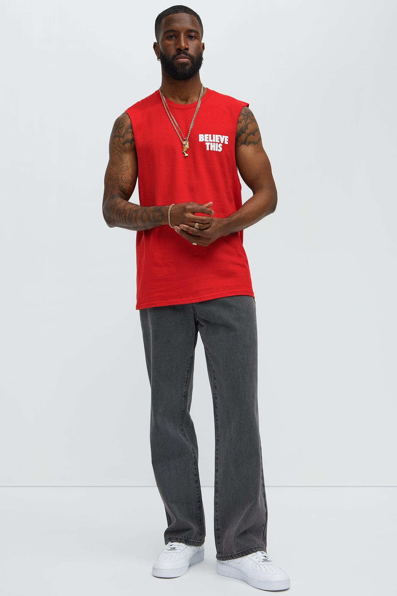 Believe This Muscle Tee - Red Product Image