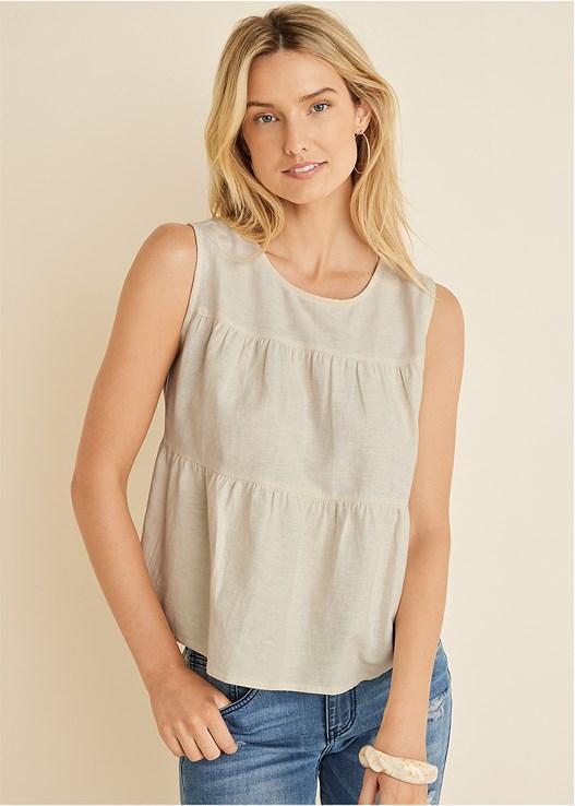 Linen Tiered Tank Top Product Image