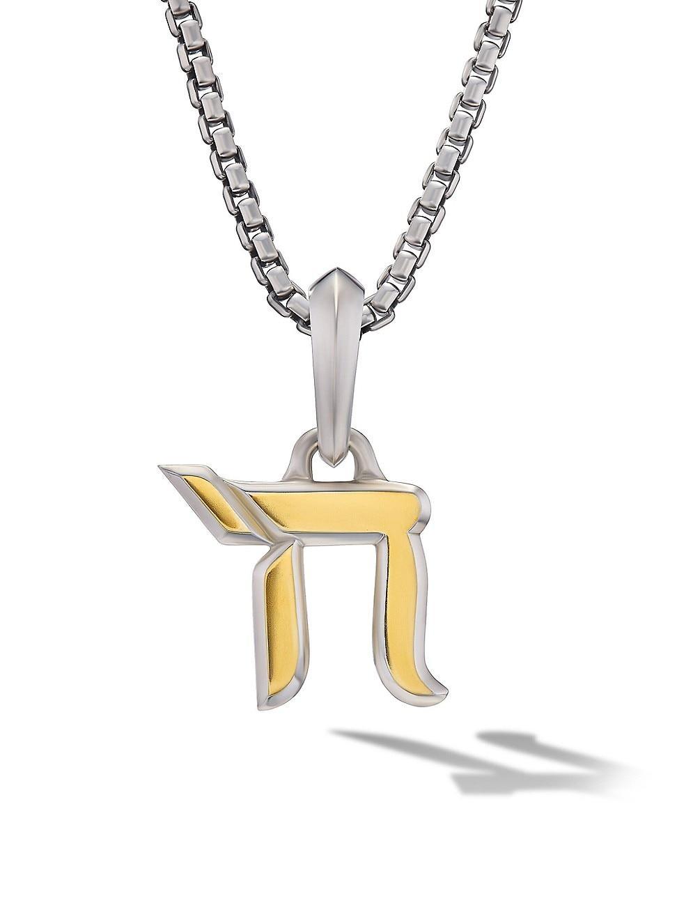 Mens Chai Amulet in Sterling Silver with 18K Yellow Gold, 17MM Product Image