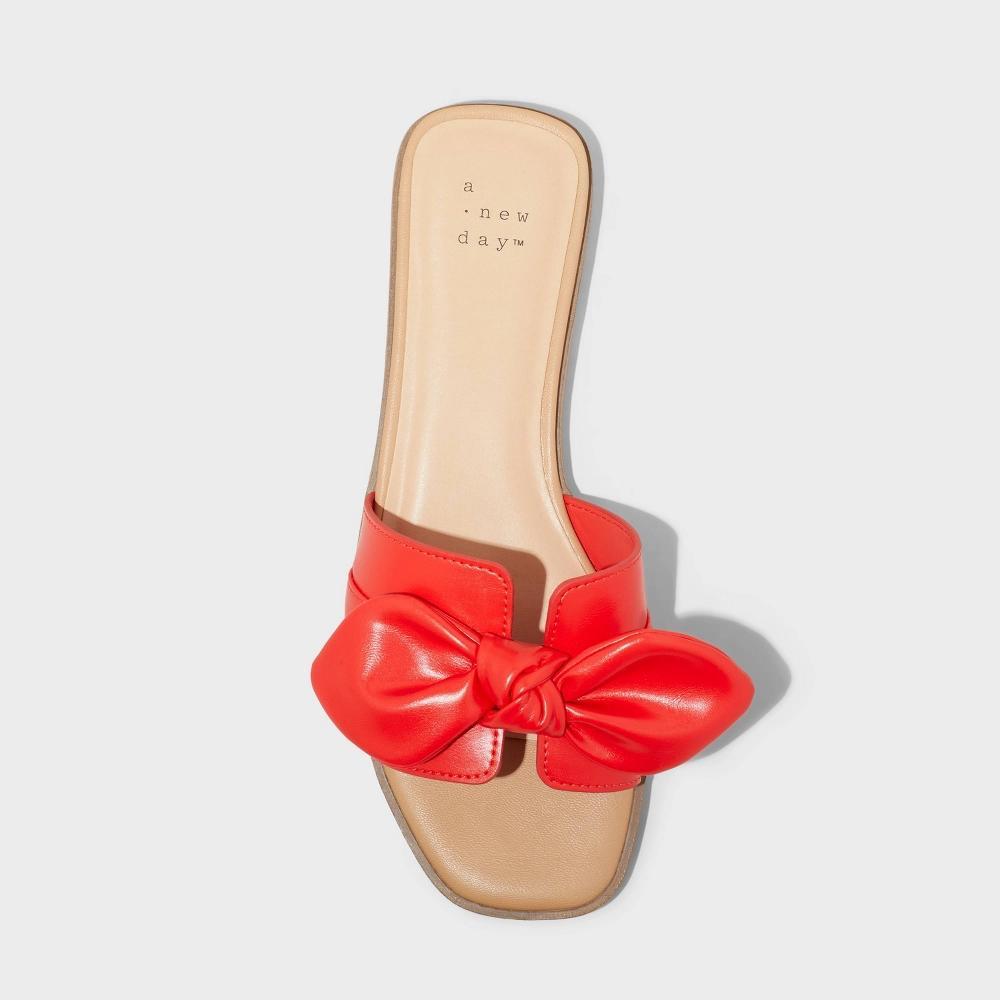 Womens Maple Bow Flat Sandals - A New Day Red 9.5 Product Image